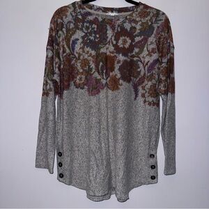 Westbound women’s petites large sweater gray floral print